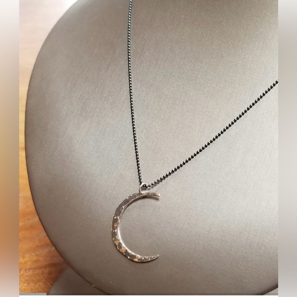 Helen Wang Hammered Sterling Silver Crescent Moon Necklace